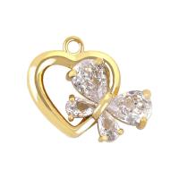 Cubic Zirconia Micro Pave Brass Pendant Heart plated DIY & micro pave cubic zirconia nickel lead & cadmium free Sold By PC