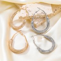 Brass Hoop Earring fashion jewelry & for woman & with rhinestone nickel lead & cadmium free Sold By Pair