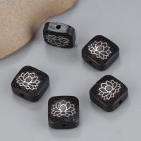 Fa gyöngyök, fekete szantálfa, DIY, fekete, 15x15mm, Által értékesített PC