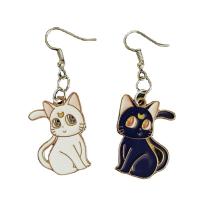 Zinc Alloy Drop Earring, Cat, forgyldt, forskellige stilarter for valg & for kvinde & emalje, 20x30mm, Solgt af par