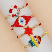 Evil Eye Schmuck Armband, Seedbead, mit Knotenschnur & Zinklegierung, goldfarben plattiert, Einstellbar & Modeschmuck & unisex & verschiedene Stile für Wahl, keine, Länge ca. 28 cm, verkauft von PC