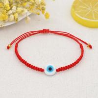 Bracelet Evil Eye bijoux, chalumeau, avec Cordon de noeud, Plat rond, envoyé au hasard & Réglable & bijoux de mode & unisexe, couleurs mélangées, Longueur Environ 28 cm, Vendu par PC