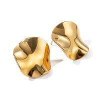 Roestvrij staal Stud Earrings, 304 roestvrij staal, 18K verguld, mode sieraden & voor vrouw, gouden, 24.60x24.90mm, Verkocht door pair