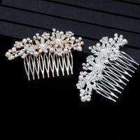 Dekorativni kose Combs, Cink Alloy, s Plastična Pearl, pozlaćen, modni nakit & za žene & s Rhinestone, više boja za izbor, nikal, olovo i kadmij besplatno, 120x60mm, Prodano By PC