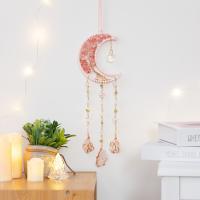 Wind Chimes Outdoor und Heimtextilien, Natürlicher Kies, mit Lederband & Kristall & Messing & Eisen, Mond, handgemacht, für Zuhause und Büro, gemischte Farben, 520mm, verkauft von PC