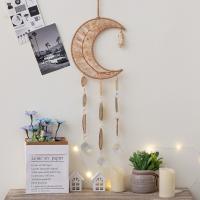 Wind Chimes Outdoor und Heimtextilien, Gelbquarz Perlen, mit Achat & Kristall & Messing & Eisen, Mond, handgemacht, für Zuhause und Büro, 700mm, verkauft von PC