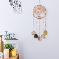 Wind Chimes Outdoor und Heimtextilien, Gelbquarz Perlen, mit Lederband & Achat & Kristall & Messing & Eisen, Baum, handgemacht, für Zuhause und Büro, 560mm, verkauft von PC