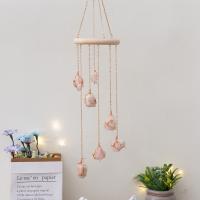 Wind Chimes Udendørs og indendørs dekoration, Træ, med Clear Quartz & Rose Quartz & Messing, håndlavet, til hjemmet og kontoret, 520mm, Solgt af PC