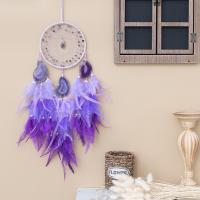 Fashion Dreamcatcher, Feder, mit Lederband & Achat & Amethyst & Eisen, handgemacht, für Zuhause und Büro, violett, 700mm, verkauft von PC