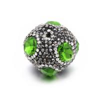 Perles cubes en laiton zircon Micro Pave, pistolet noir plaqué, DIY & pavé de micro zircon, vert, protéger l'environnement, sans nickel, plomb et cadmium, 23x24mm, Trou:Environ 1.5mm, Vendu par PC