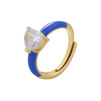 Kubieke zirconia messing ringen, met Cubic Zirconia, Hart, gold plated, mode sieraden & voor vrouw & glazuur, meer kleuren voor de keuze, nikkel, lood en cadmium vrij, Gat:Ca 17mm, Binnendiameter:Ca 17mm, Verkocht door PC