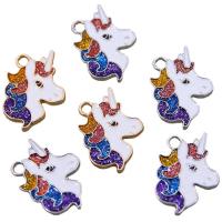 Zinc Alloy émail Pendants, alliage de zinc, Licorne, Placage, DIY, plus de couleurs à choisir, 32x24mm, Environ 100PC/sac, Vendu par sac