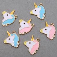 Zinc Alloy Enamel Pendants Unicorn gold color plated DIY Approx Sold By Bag