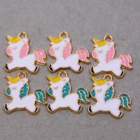 Zinc Alloy Enamel Pendants Unicorn gold color plated DIY Approx Sold By Bag