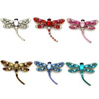 Zinklegering broches, Zinc Alloy, Dragonfly, plated, voor vrouw & met strass, meer kleuren voor de keuze, 91x66mm, Verkocht door PC