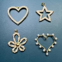 Brass Jewelry Pendants with Plastic Pearl gold color plated DIY nickel lead & cadmium free Sold By PC