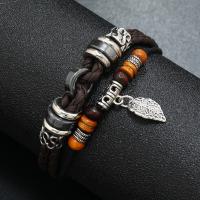 PU Schnur Armbänder, PU Leder, mit Zinklegierung, Modeschmuck & unisex & verschiedene Muster für Wahl, keine, The inner diameter of the bracelet is 21cm, verkauft von PC