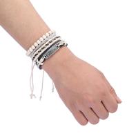 PU leder koord armbanden, met Wax & Hout & Zinc Alloy, mode sieraden & uniseks, wit, Lengte 28 cm, Verkocht door PC