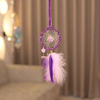 Mode Dreamcatcher, Feather, med Bomuldsgarn & Træ & Jern & Zinc Alloy, Drømme fanger, mode smykker, lilla, 70x420mm, Solgt af PC