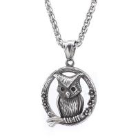 Stainless Steel smycken halsband, 304 rostfritt stål, Owl, polerad, Unisex, ursprungliga färgen, Längd Ca 60 cm, Säljs av PC