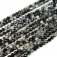 Sneeuwvlok Obsidiaan Beads, Ronde, gepolijst, DIY & verschillende grootte voor keus, Per verkocht Ca 38 cm Strand