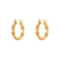 Mens acier inoxydable Hoop boucles d'oreilles, Acier inoxydable 304, Plaqué or 18K, bijoux de mode & pour femme, doré, 26x24mm, Vendu par paire