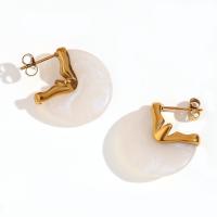 Pendientes de Acero Inoxidable, acero inoxidable 316L, 18K chapado en oro, Joyería & para mujer, dorado, Vendido por Par