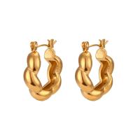 Mens pendiente de aro de acero inoxidable, acero inoxidable 304, 18K chapado en oro, Joyería & para mujer, dorado, 20x20mm, Vendido por Par