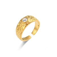 Zirkoon roestvrij staal vinger ring, 304 roestvrij staal, 18K verguld, mode sieraden & micro pave zirconia & voor vrouw, gouden, Wide 0.8cm, Verkocht door PC