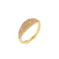 Anillo de dedo del acero inoxidable del Zirconia cúbico, acero inoxidable 304, Joyería & diverso tamaño para la opción & micro arcilla de zirconia cúbica & para mujer, dorado, Vendido por UD