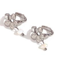 Roestvrij staal Stud Earrings, 316L roestvrij staal, met Plastic Pearl, 18K verguld, mode sieraden & micro pave zirconia & voor vrouw, meer kleuren voor de keuze, Verkocht door pair