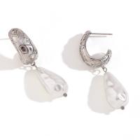 Roestvrij staal Stud Earrings, 316L roestvrij staal, met Plastic Pearl, 18K verguld, mode sieraden & voor vrouw, meer kleuren voor de keuze, Verkocht door pair