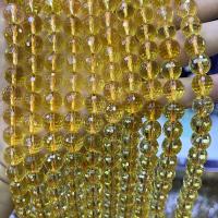 Φυσικές χάντρες Σιτρίν, Citrine, Γύρος, DIY & διαφορετικό μέγεθος για την επιλογή & πολύπλευρη, κίτρινος, Sold Per Περίπου 38 cm Strand