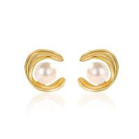 Boucle d'oreille bijoux en argent sterling, Argent sterling 925, avec Shell Pearl, Placage, bijoux de mode & pour femme, plus de couleurs à choisir, protéger l'environnement, sans nickel, plomb et cadmium, 10mm, Vendu par paire