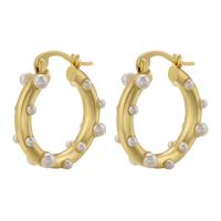 Brass Leverback Earring with Plastic Pearl plated fashion jewelry & for woman nickel lead & cadmium free Sold By Pair