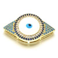 Evil Eye Connector Brass plated DIY & micro pave cubic zirconia & enamel nickel lead & cadmium free Sold By PC