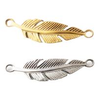 Kontakt i rostfritt stål, 304 rostfritt stål, Feather, plated, DIY, fler färger för val, 39x10x2mm, Hål:Ca 2.5mm, Säljs av PC