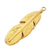 Roestvrij stalen sieraden Hangers, 304 roestvrij staal, Veer, plated, DIY, gouden, 12x39.50x2.50mm, Gat:Ca 2mm, Verkocht door PC