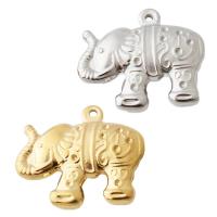 Acciaio inossidabile Animal Ciondoli, 304 acciaio inox, Elefante, placcato, DIY, nessuno, 22x26x4.50mm, Foro:Appross. 1.5mm, Venduto da PC