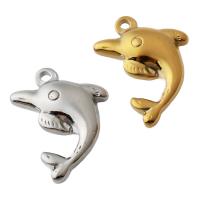 Acciaio inossidabile Animal Ciondoli, 304 acciaio inox, Delfino, placcato, DIY, nessuno, 25.50x19.50x5.50mm, Foro:Appross. 2mm, Venduto da PC