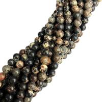 Edelsteen Sieraden Kralen, Indruk Jasper, Ronde, gepolijst, DIY & verschillende grootte voor keus, zwart, Per verkocht Ca 38 cm Strand