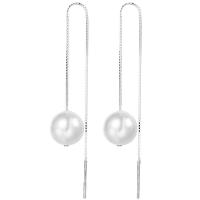 925 Sterling Silver Snáithe Trí Earrings, le Shell Pearl, jewelry faisin & méid éagsúla do rogha & do bhean, nicil, luaidhe & caidmiam saor in aisce, Díolta De réir Péire