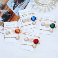 Haarspeld, Zinc Alloy, met Acetaatblad & Plastic Pearl, gold plated, voor vrouw, meer kleuren voor de keuze, Verkocht door Stel