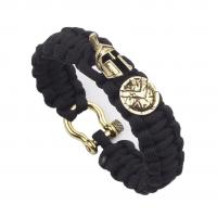 Zinc Alloy Armbånd, med Parachute Cord, forgyldt, mode smykker & Unisex, flere farver til valg, 215x18mm, Solgt af PC