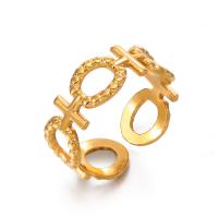 Vinger Ring in edelstaal, 304 roestvrij staal, mode sieraden & voor vrouw, gouden, inner diameter 17mm, Verkocht door PC