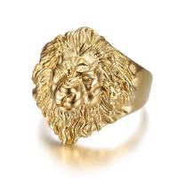 Bague en acier inoxydable, Acier inoxydable 304, lion, bijoux de mode & normes différentes pour le choix & pour homme, doré, Vendu par PC