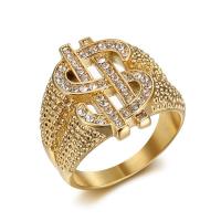 Strass en acier inoxydable Bague, Acier inoxydable 304, lion, bijoux de mode & normes différentes pour le choix & pour homme & avec strass, doré, Vendu par PC