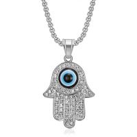 Edelstahl Schmuck Halskette, 304 Edelstahl, Hamsa, Modeschmuck & unisex & verschiedene Stile für Wahl & mit Strass, keine, verkauft von PC