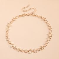 Collar de Aleación de Zinc, con 10cm extender cadena, Estrella, chapado, Joyería & para mujer & hueco, dorado, libre de níquel, plomo & cadmio, longitud aproximado 36 cm, Vendido por UD