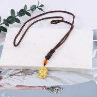 Tröja kedja halsband, Mässing, med Bomullstråd & Red Agate, Buddha, guldfärg pläterade, mode smycken & Unisex, nickel, bly och kadmium gratis, Längd Ca 65 cm, Säljs av PC